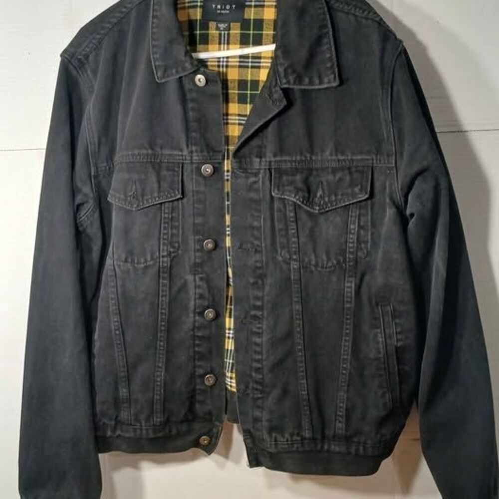 Triot Mens Trucker Denim Black Jacket